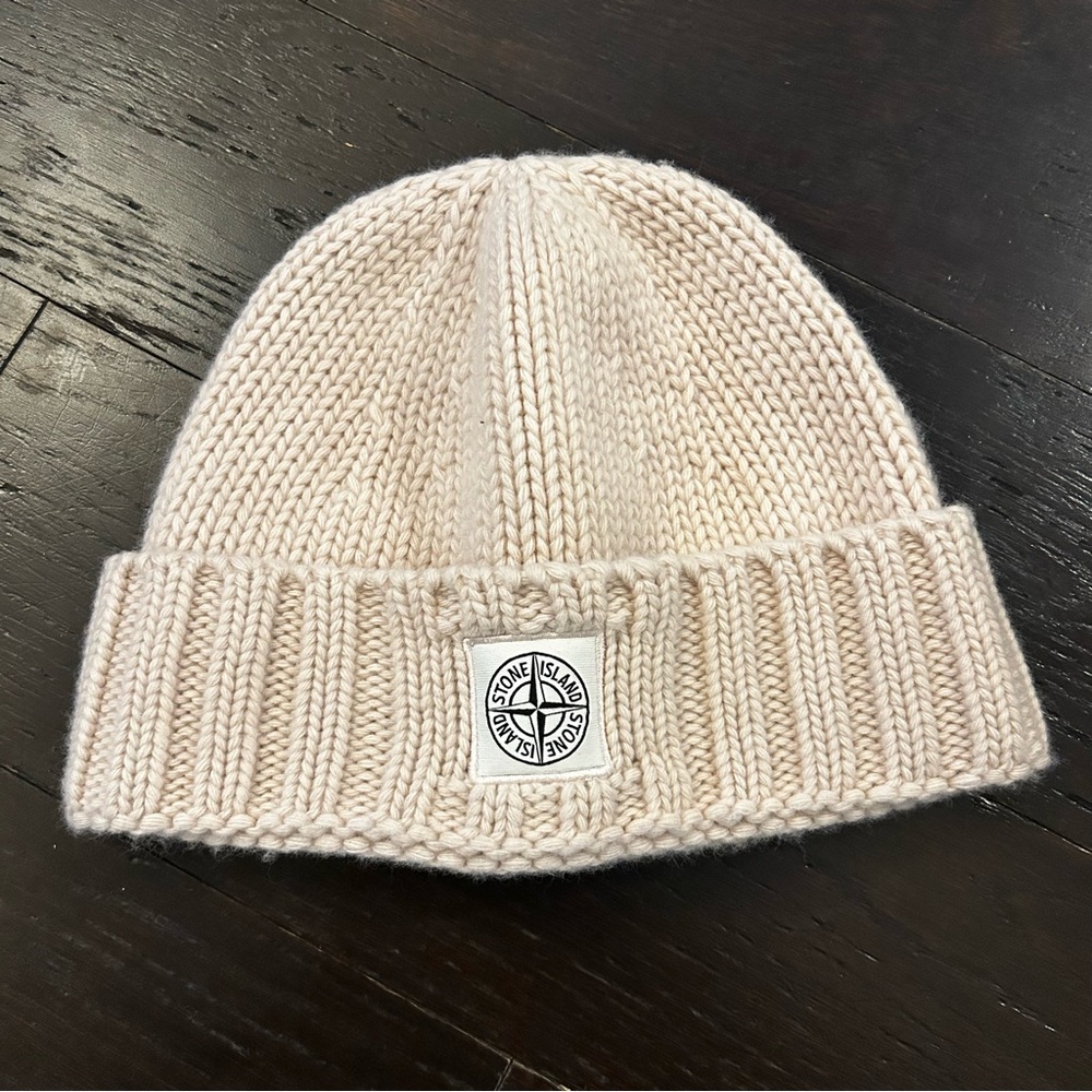 Stone Island Pink Ribbed Beanie